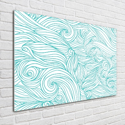 Glass wall art Blue waves