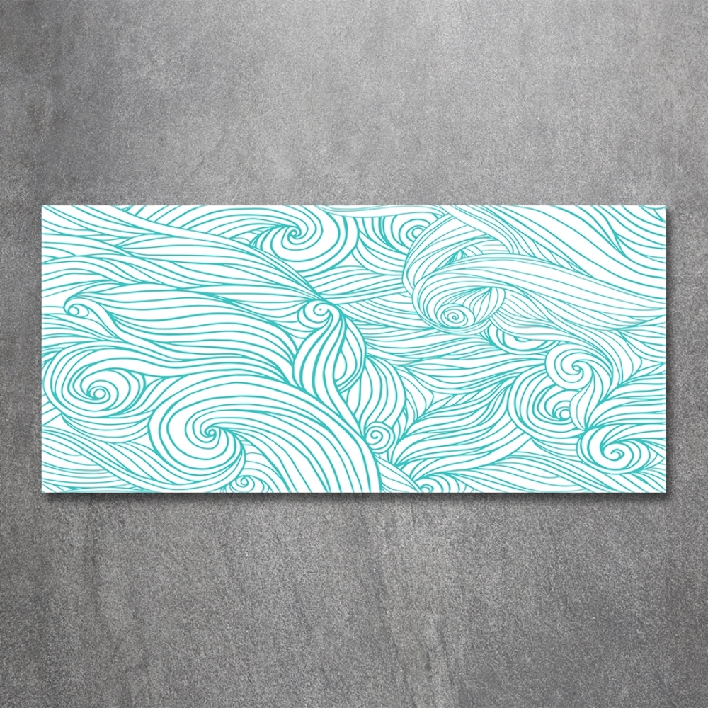 Glass wall art Blue waves