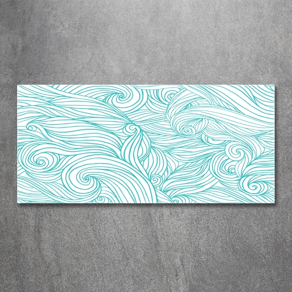 Glass wall art Blue waves