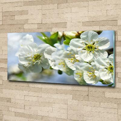 Glass wall art large Cherry blossom