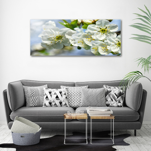 Glass wall art large Cherry blossom