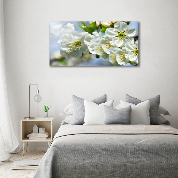 Glass wall art large Cherry blossom