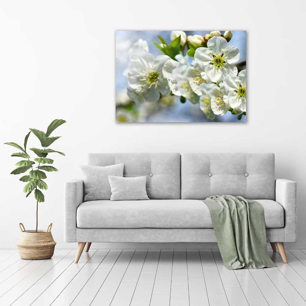 Glass wall art large Cherry blossom