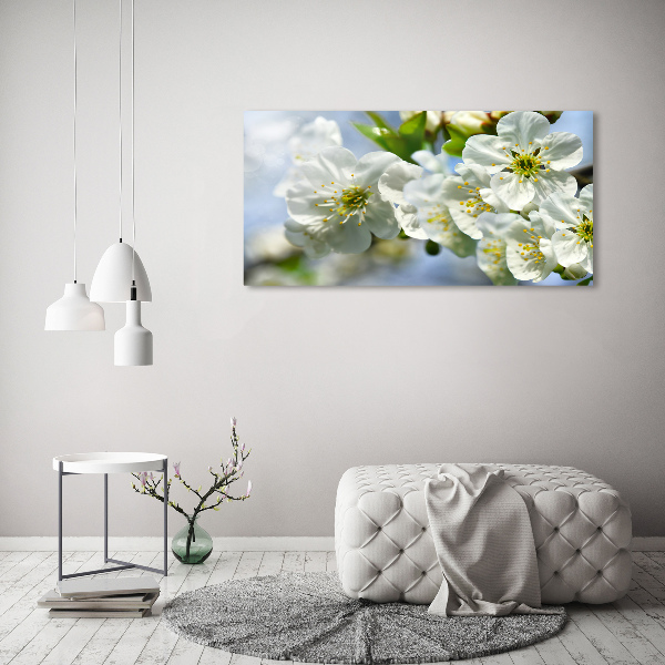 Glass wall art large Cherry blossom