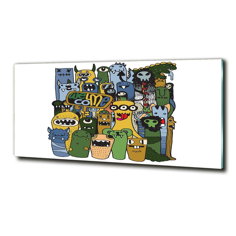 Glass wall art Crazy monsters