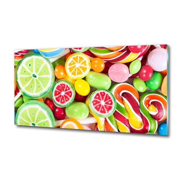 Printed glass wall art Colorful candies