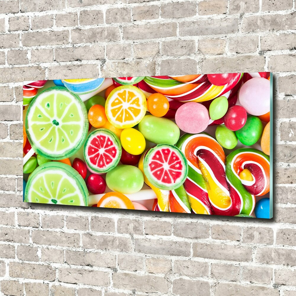 Printed glass wall art Colorful candies