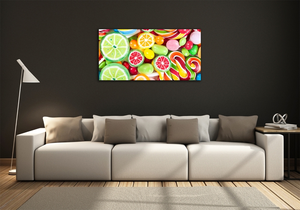 Printed glass wall art Colorful candies