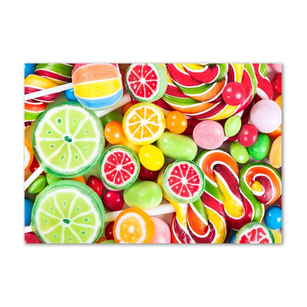 Printed glass wall art Colorful candies