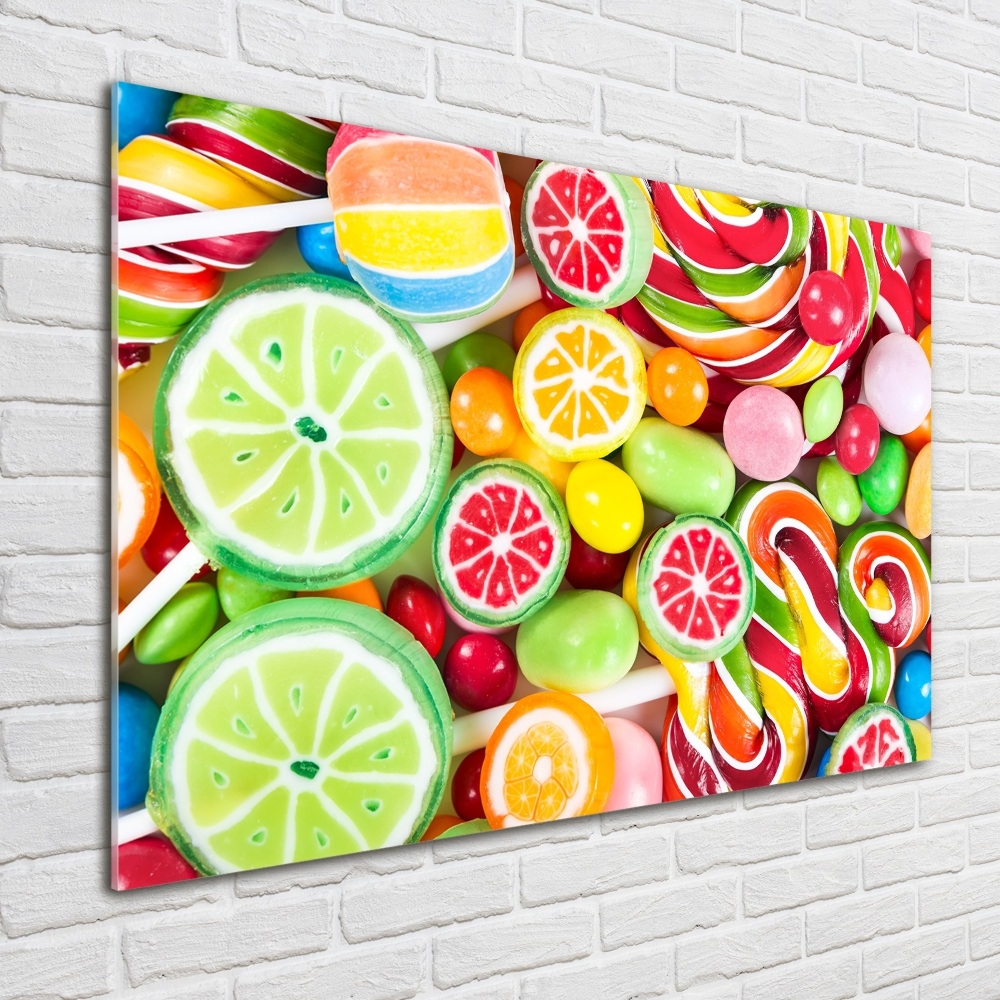 Printed glass wall art Colorful candies