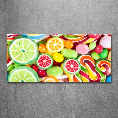 Printed glass wall art Colorful candies