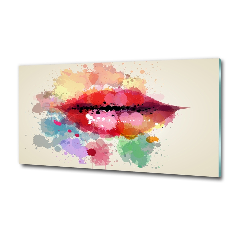 Wall art on glass Colorful lips