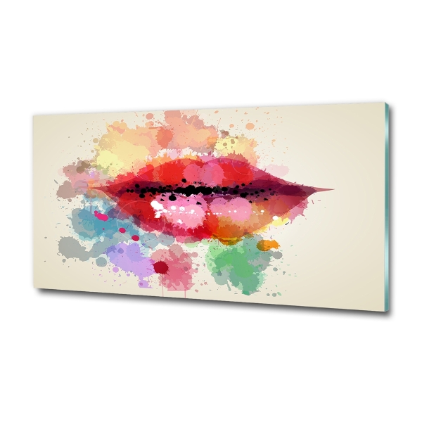 Wall art on glass Colorful lips