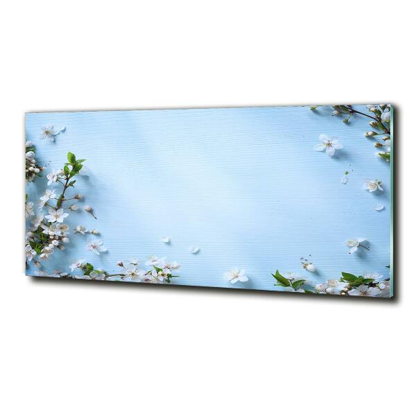 Glass picture print Cherry background flowers