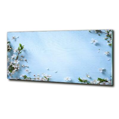 Glass picture print Cherry background flowers