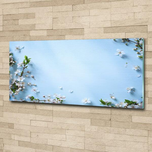 Glass picture print Cherry background flowers