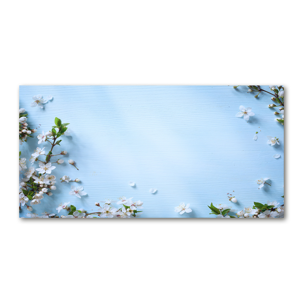 Glass picture print Cherry background flowers