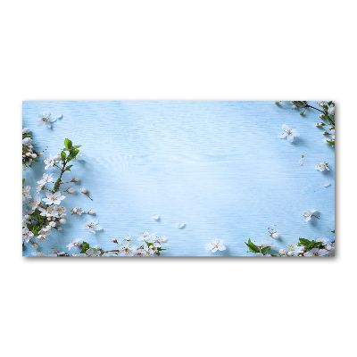 Glass picture print Cherry background flowers