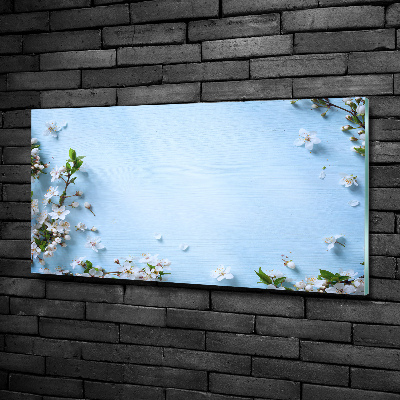 Glass picture print Cherry background flowers