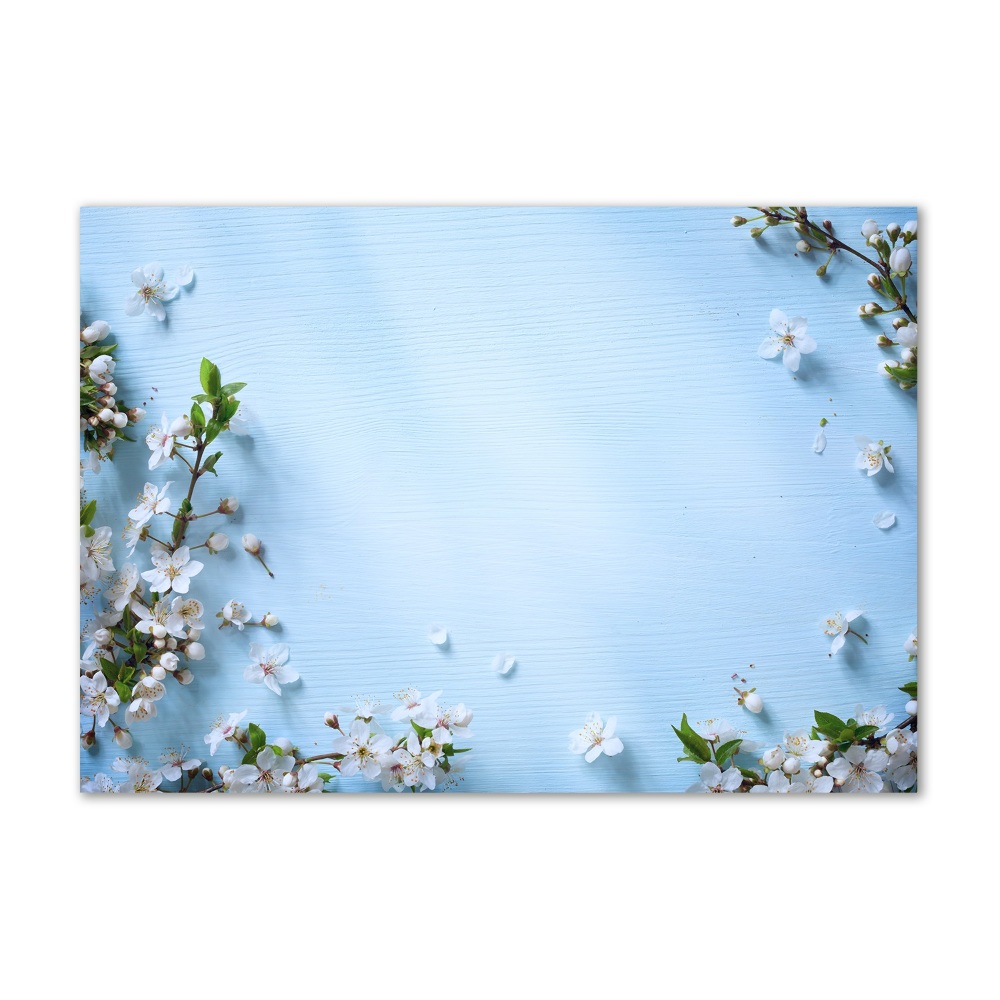 Glass picture print Cherry background flowers