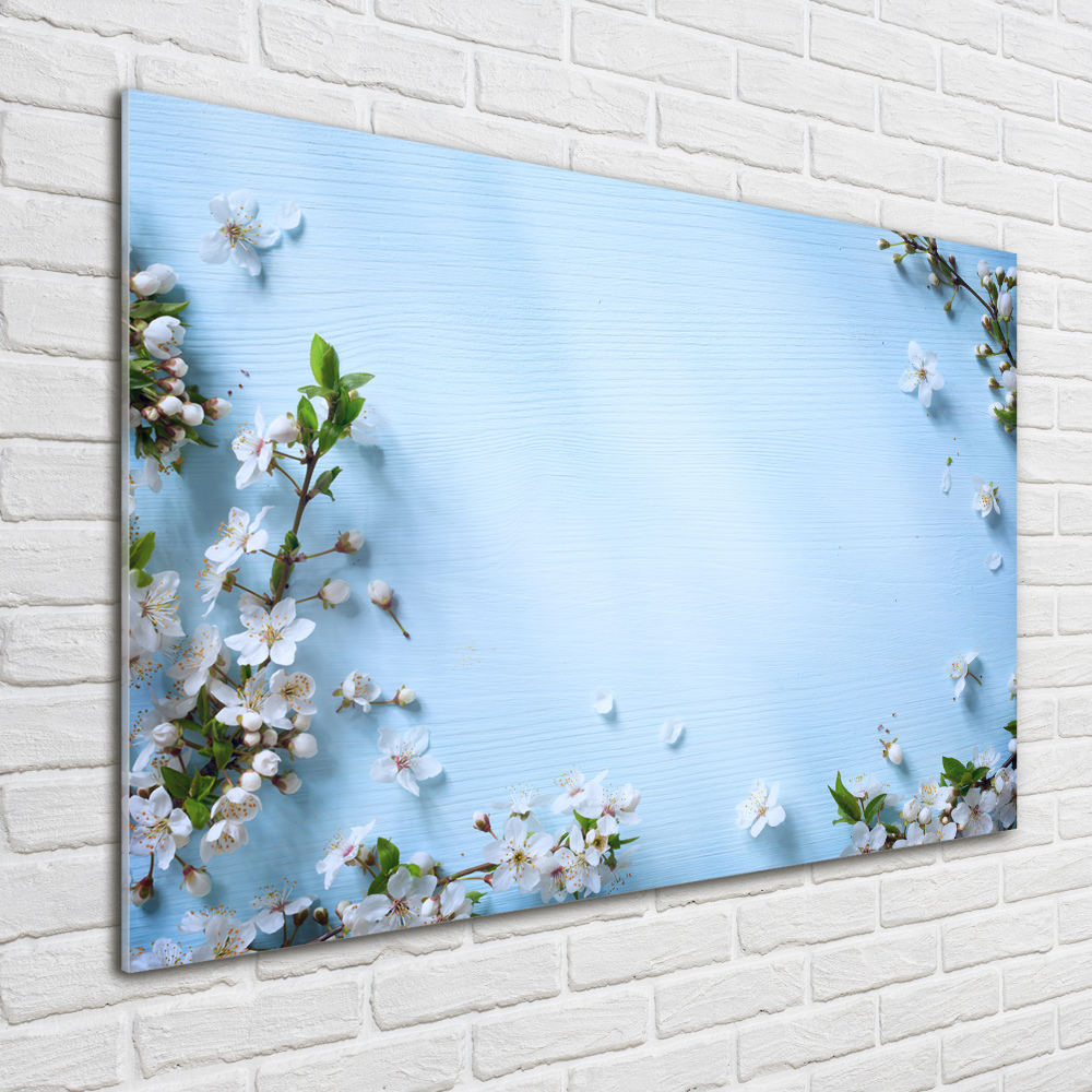 Glass picture print Cherry background flowers