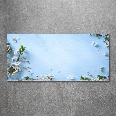 Glass picture print Cherry background flowers