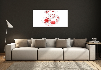 Glass picture wall art Raspberries with milk