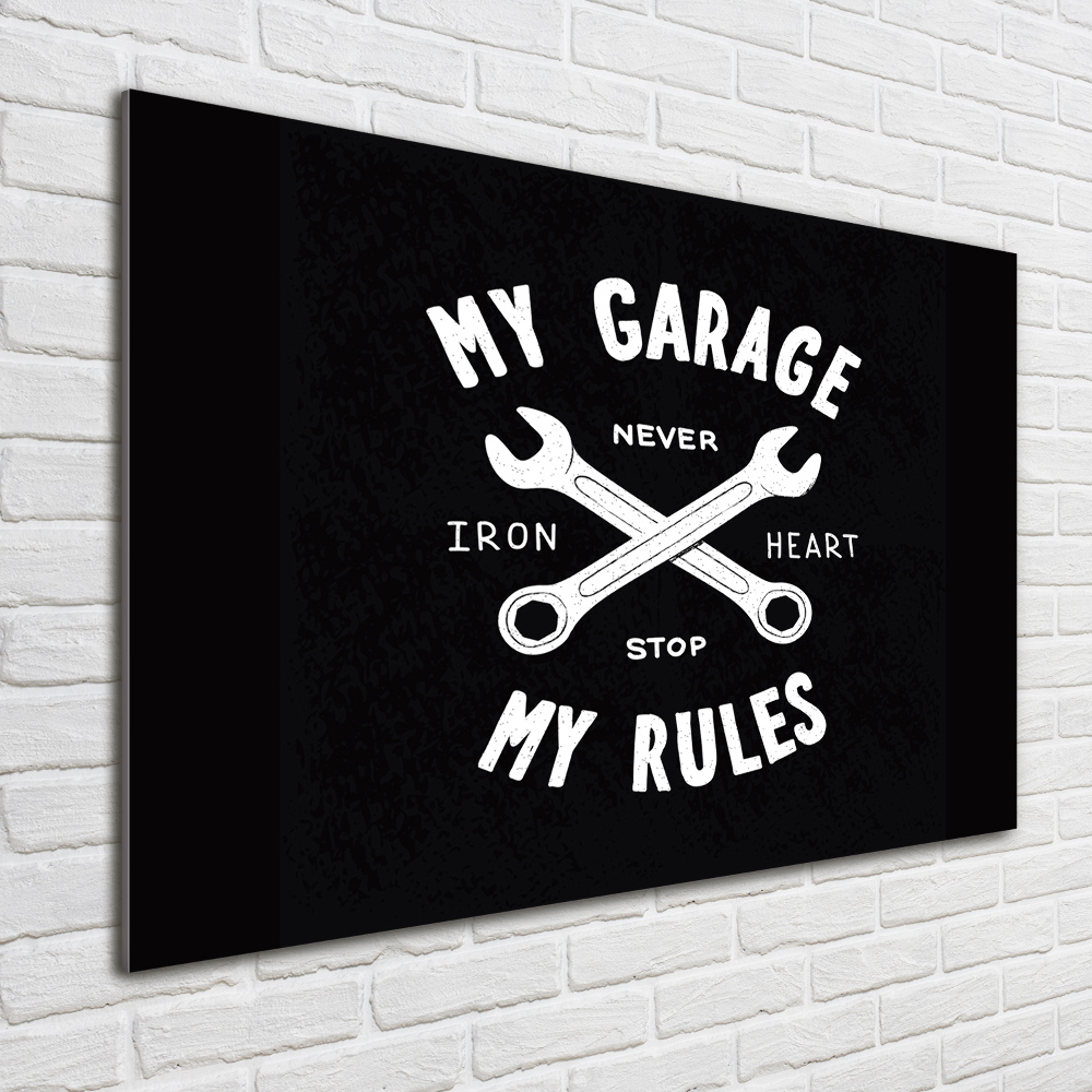 Printed glass wall art My garage