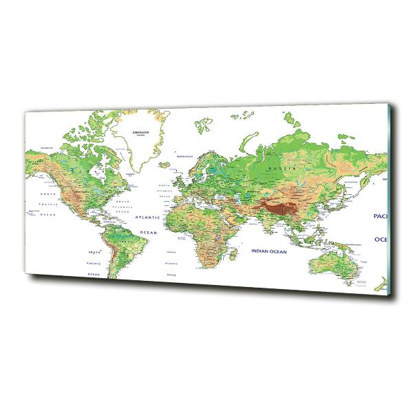 Wall art on glass World map