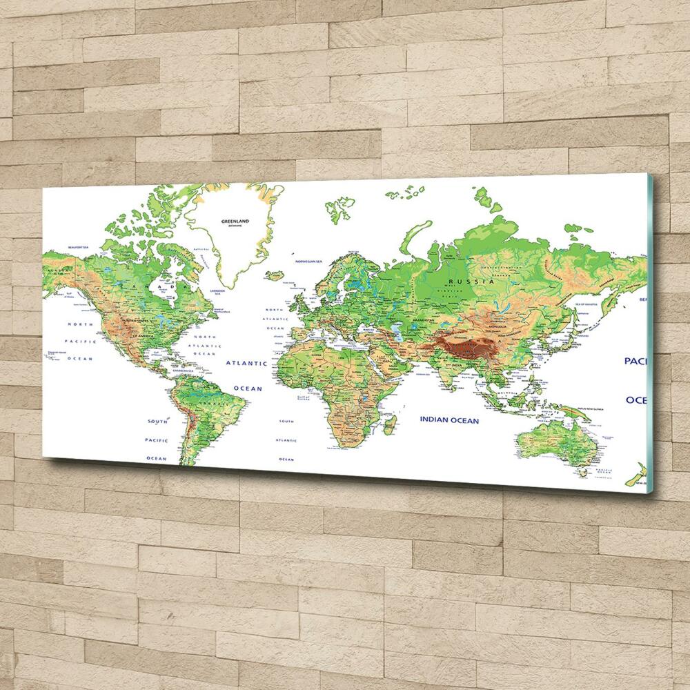 Wall art on glass World map