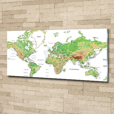 Wall art on glass World map