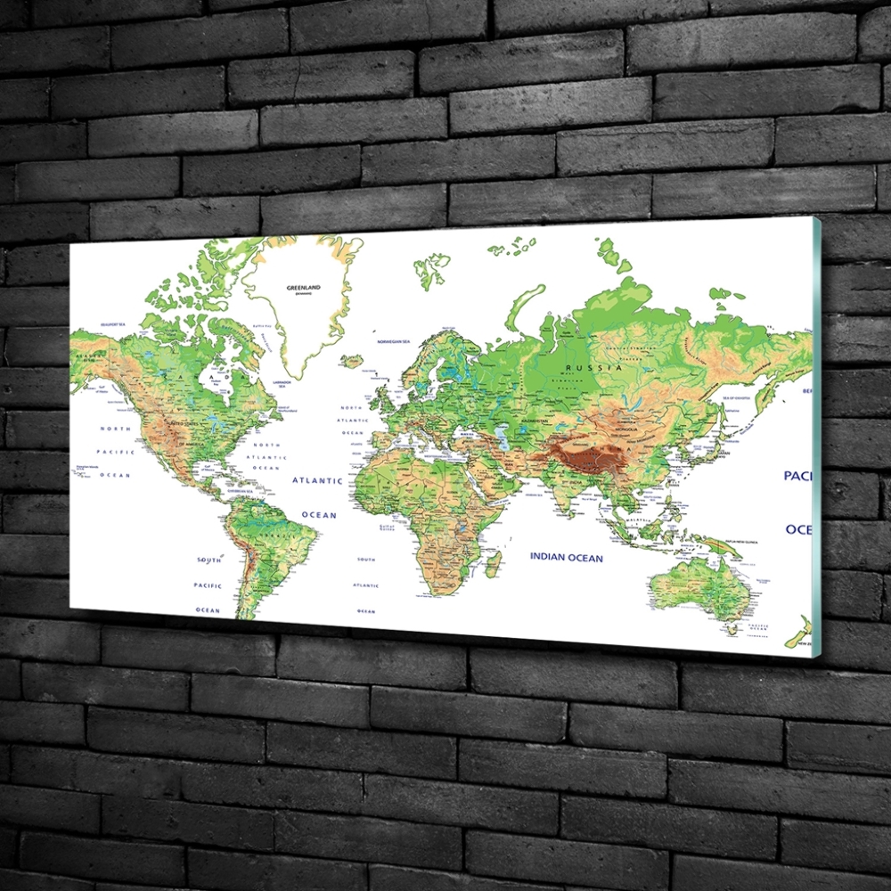 Wall art on glass World map