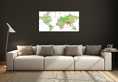 Wall art on glass World map