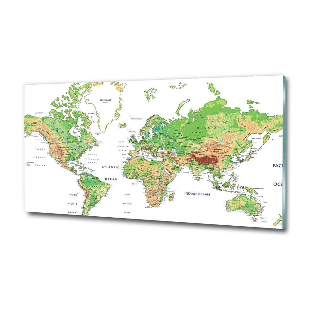 Wall art on glass World map