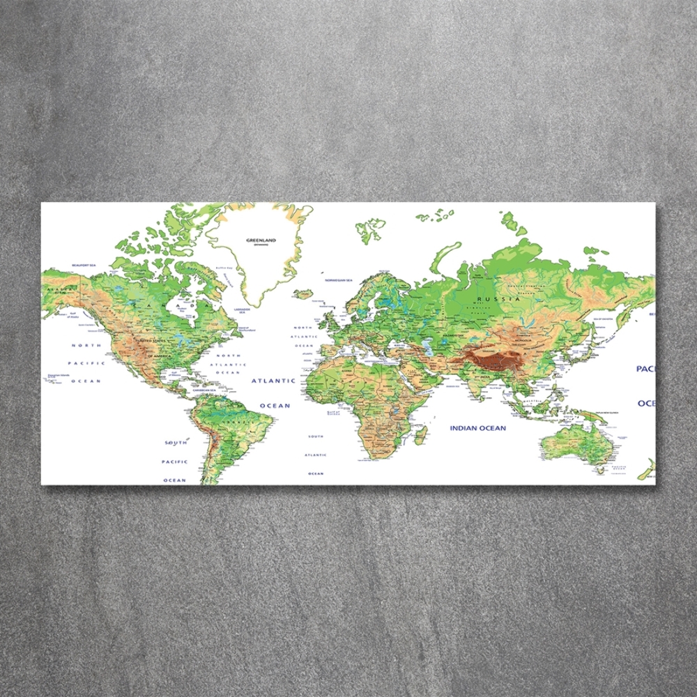 Wall art on glass World map