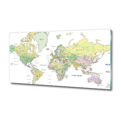 Glass art print World map