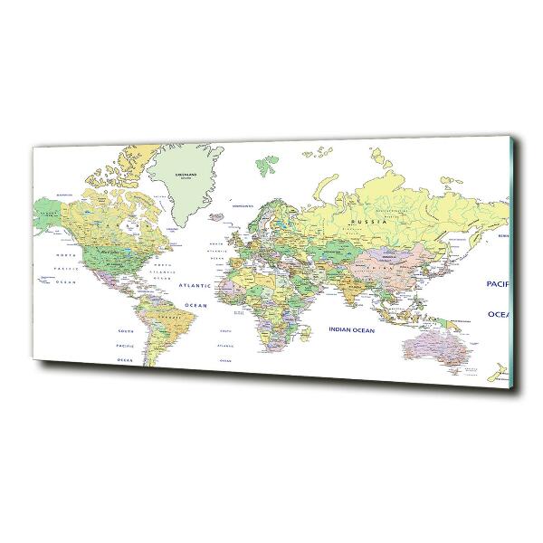 Glass art print World map