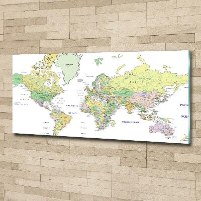 Glass art print World map