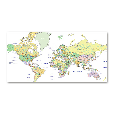 Glass art print World map