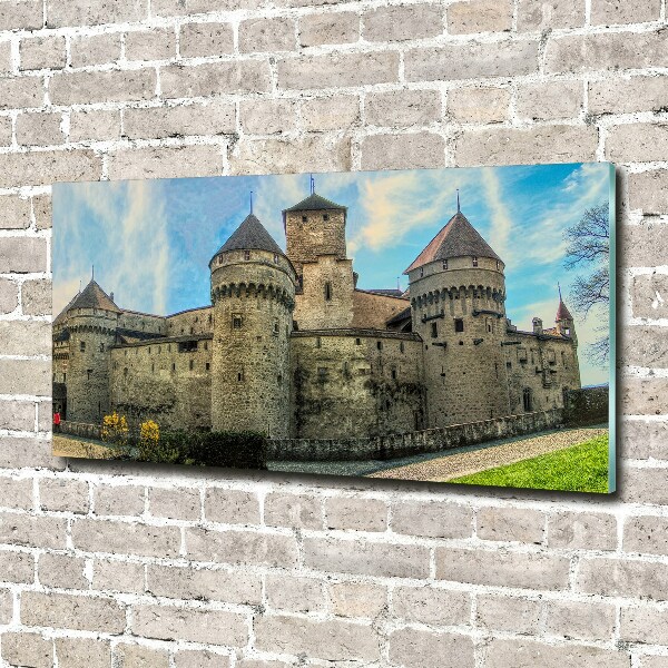 Glass art print Castle in switzerland