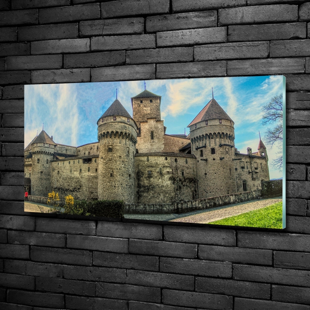 Glass art print Castle in switzerland