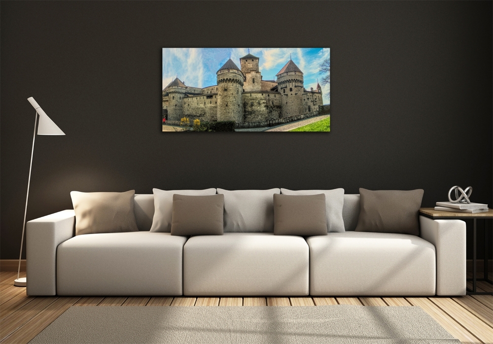 Glass art print Castle in switzerland