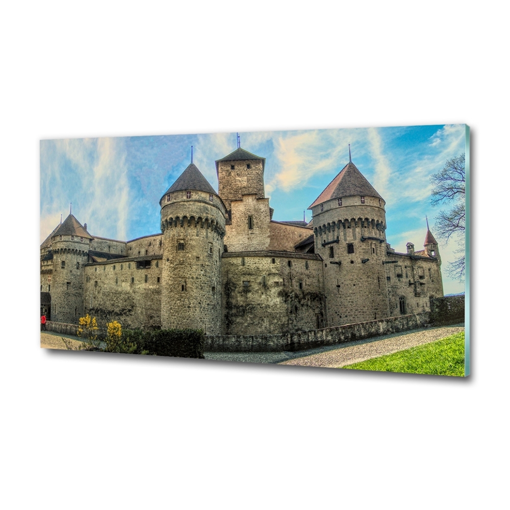 Glass art print Castle in switzerland