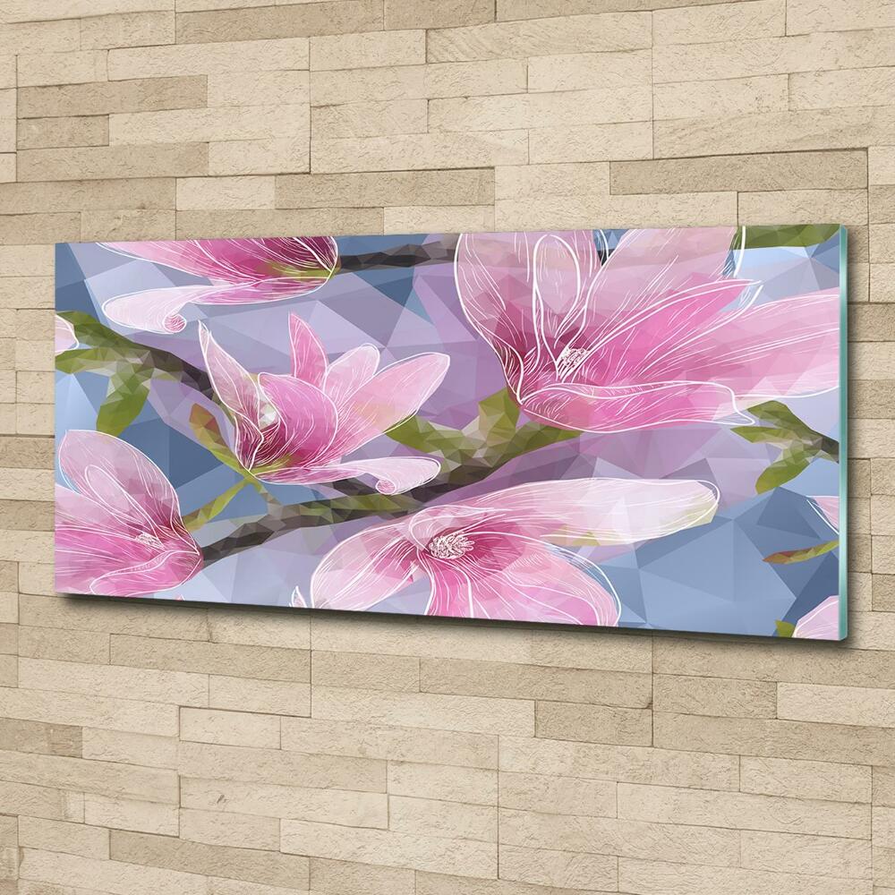 Wall art on glass Pink magnolia