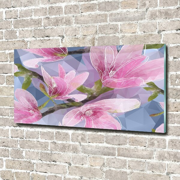 Wall art on glass Pink magnolia