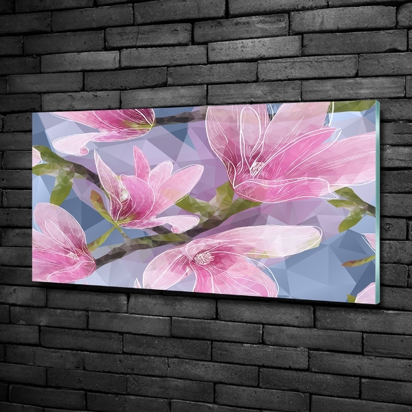 Wall art on glass Pink magnolia