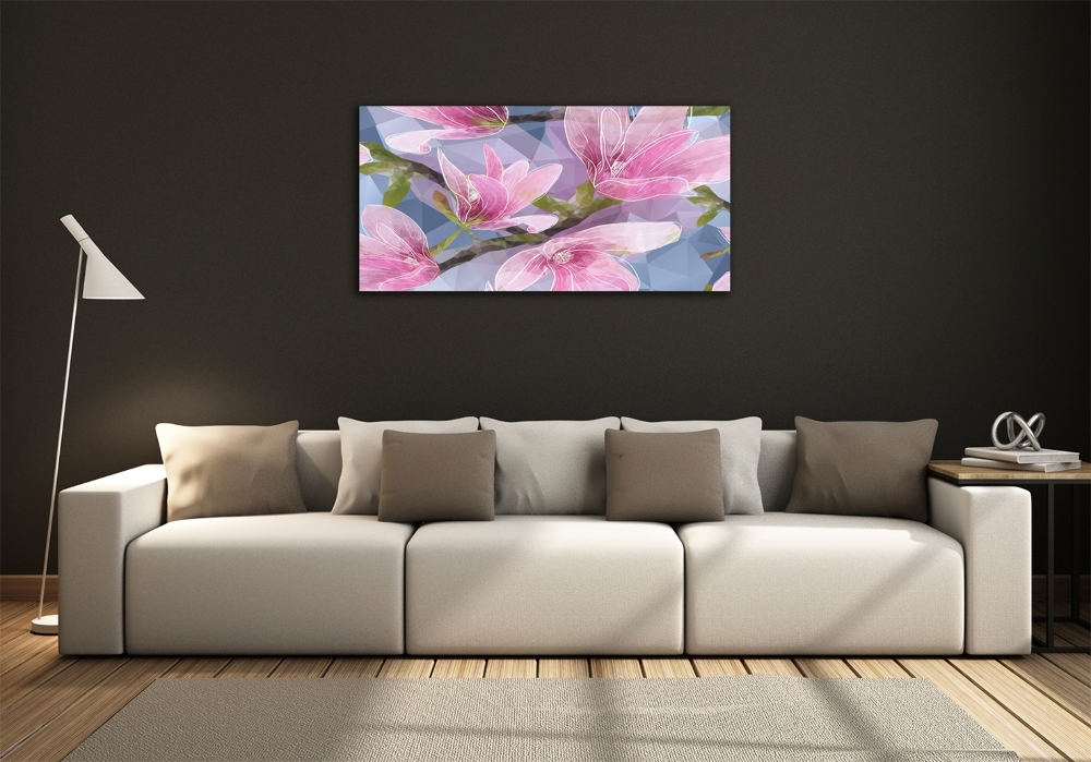 Wall art on glass Pink magnolia