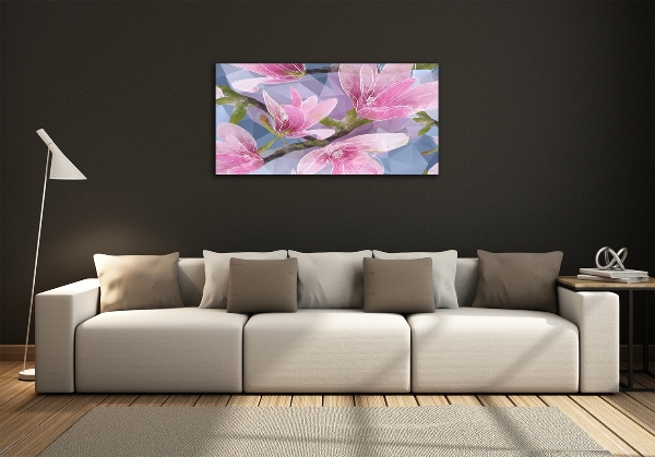 Wall art on glass Pink magnolia