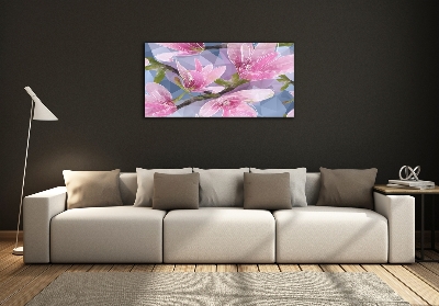 Wall art on glass Pink magnolia