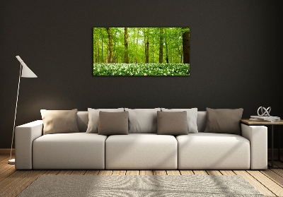 Wall art on glass Flowers in the forest